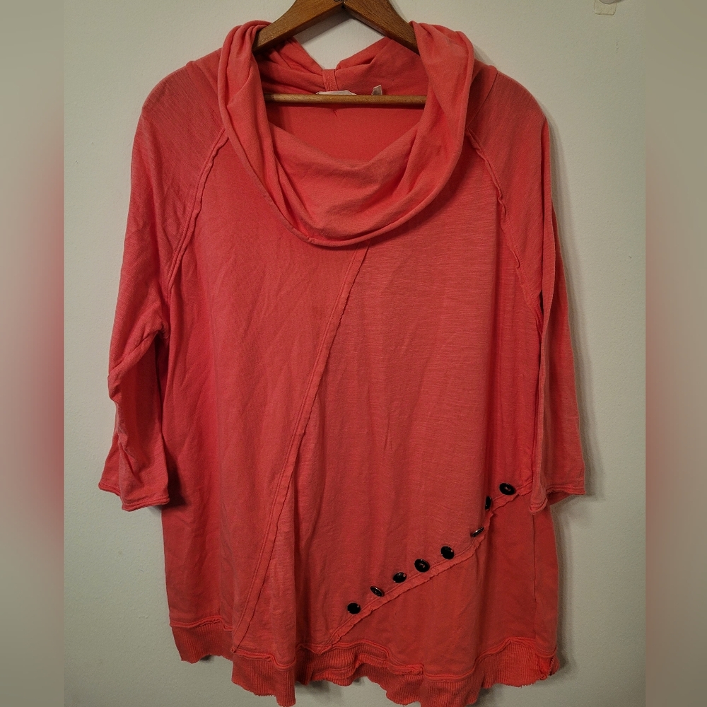 Soft Surroundings Top Cowl Neck Size Large, Atheisure, Lounge Wear, buttons